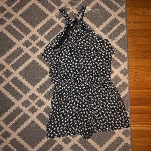 Loft black and white floral romper
